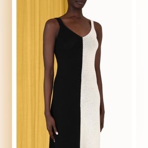 The Clover Crochet Midi Dress in Black/ Cream